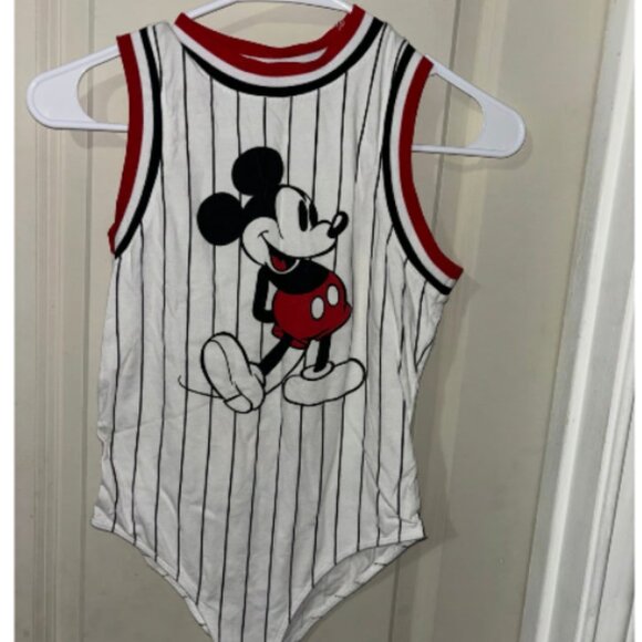 Disney Mickey Pin Stripe Bodysuit for Women Medium - Picture 1 of 5
